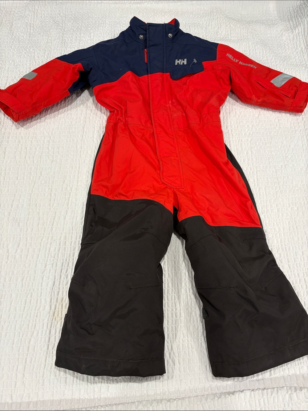 Helly Hansen Red Navy Black Kids Insulated One Piece Snow Suit 
Size 2